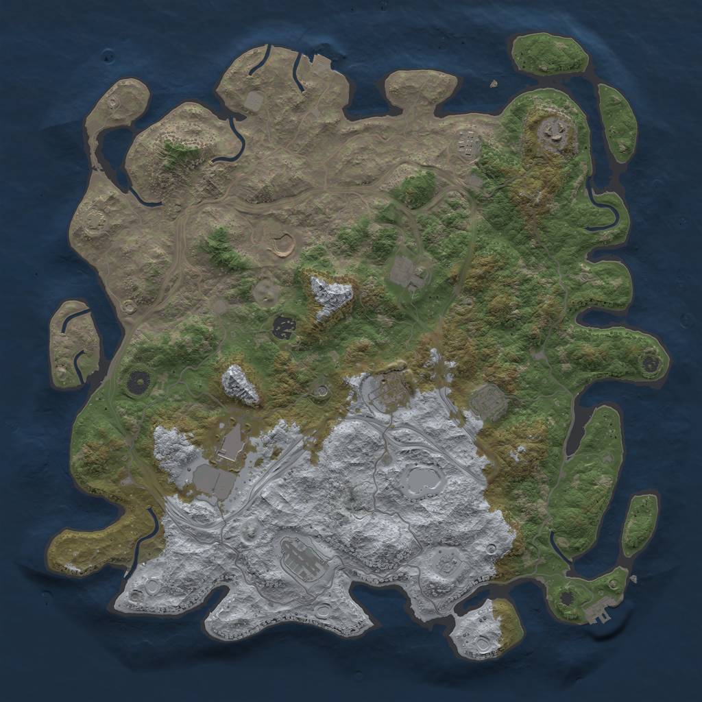 Rust Map: Procedural Map, Size: 4500, Seed: 67433, 16 Monuments