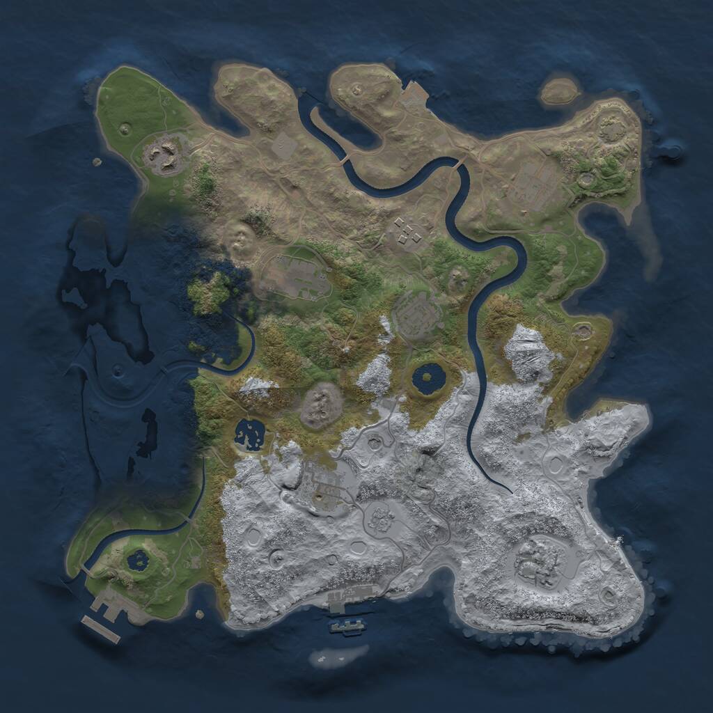 Rust Map: Procedural Map, Size: 3400, Seed: 34539603, 14 Monuments