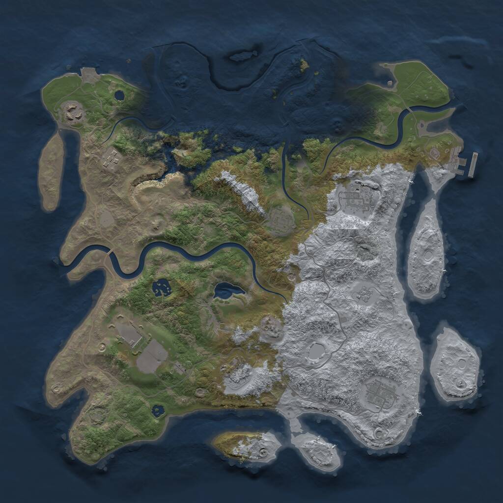 Rust Map: Procedural Map, Size: 4000, Seed: 250919295, 13 Monuments