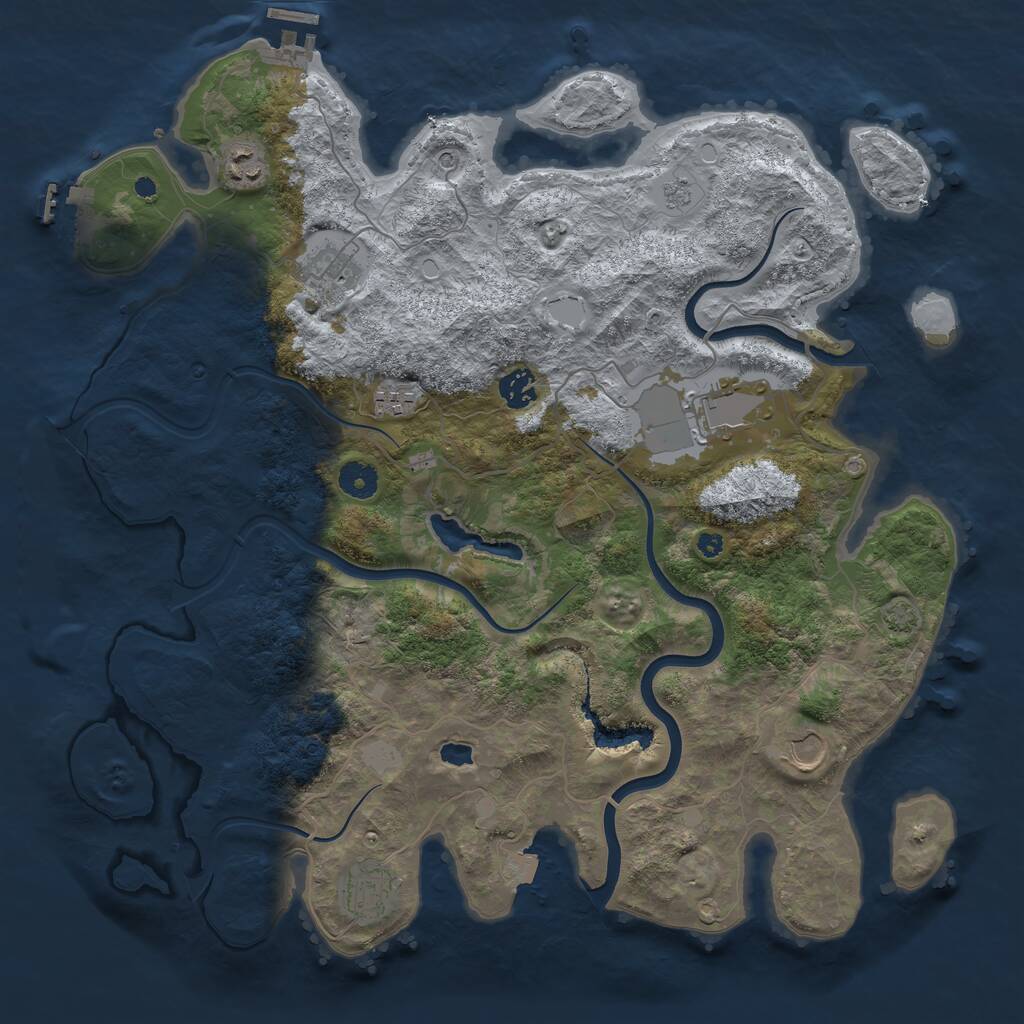 Rust Map: Procedural Map, Size: 4000, Seed: 1117469657, 13 Monuments