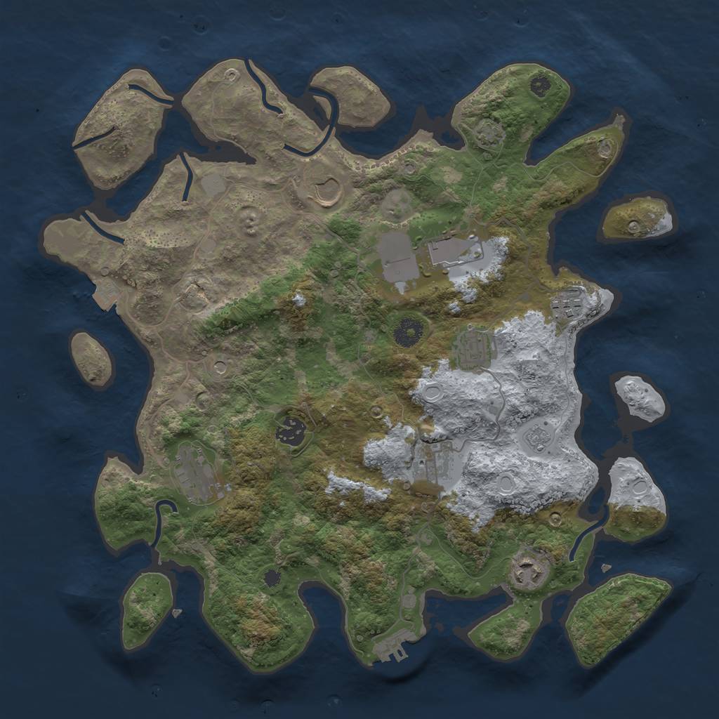 Rust Map: Procedural Map, Size: 3700, Seed: 24541948, 15 Monuments
