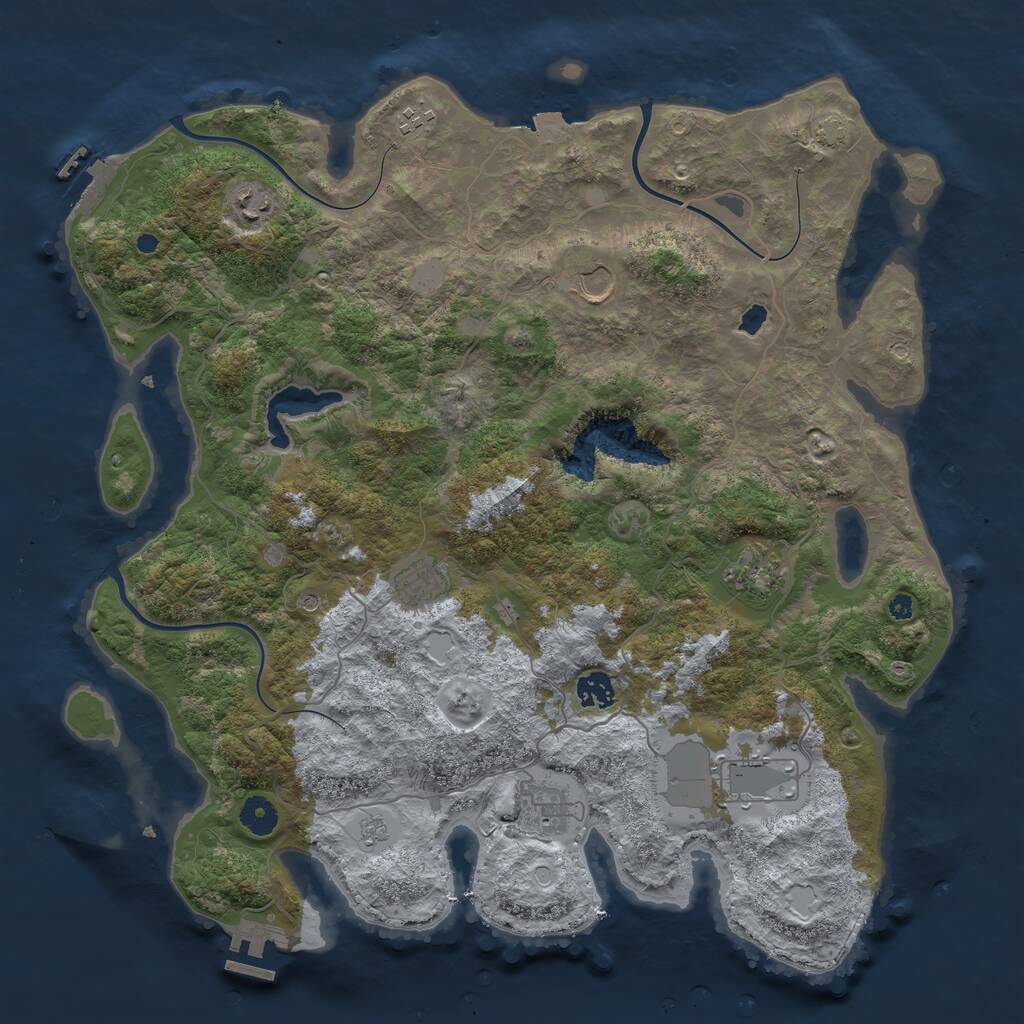 Rust Map: Procedural Map, Size: 4100, Seed: 81142709, 14 Monuments
