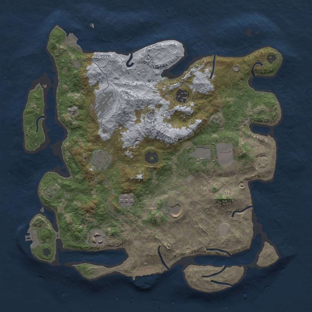 Rust Map: Procedural Map, Size: 3500, Seed: 60744369, 15 Monuments