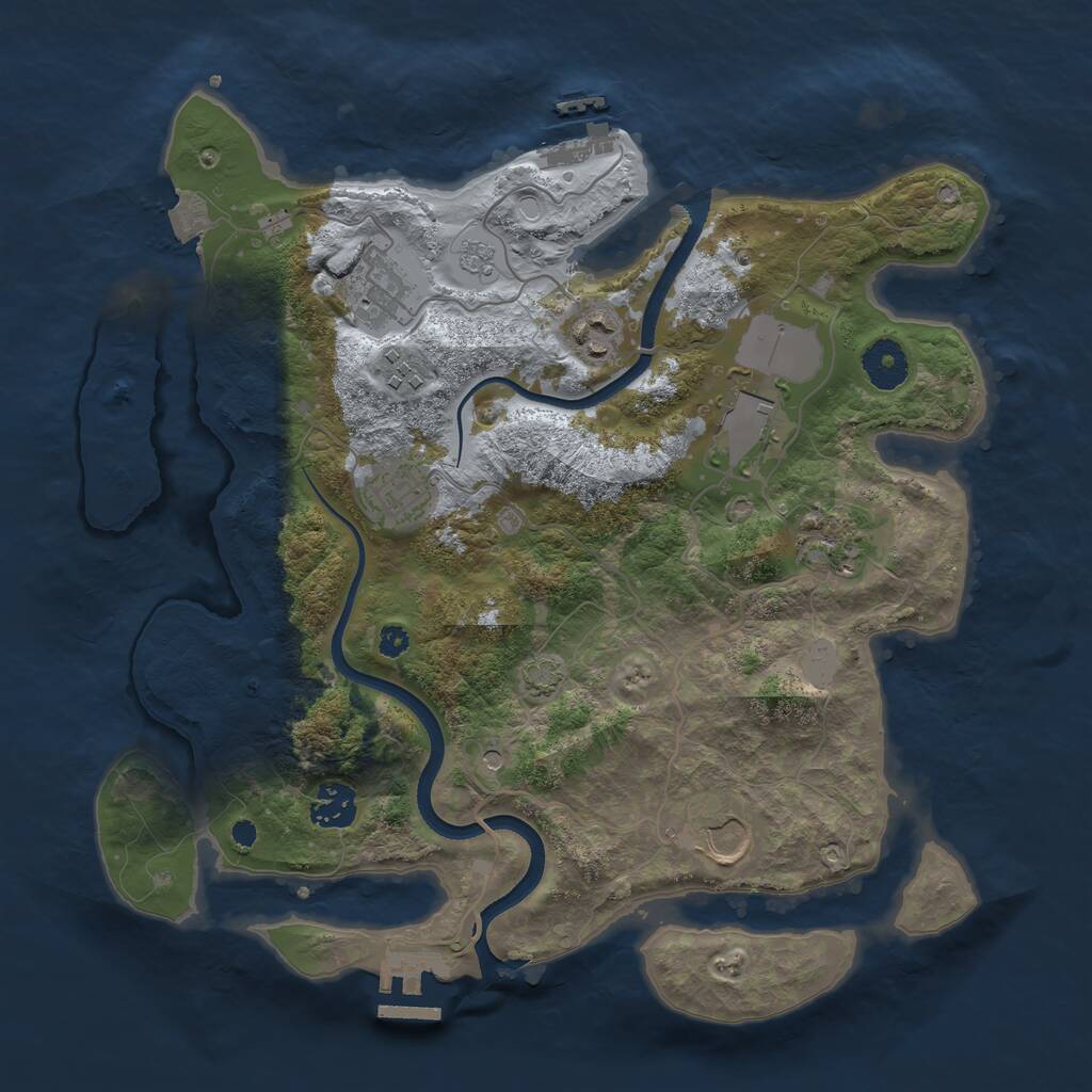 Rust Map: Procedural Map, Size: 3500, Seed: 60744369, 14 Monuments
