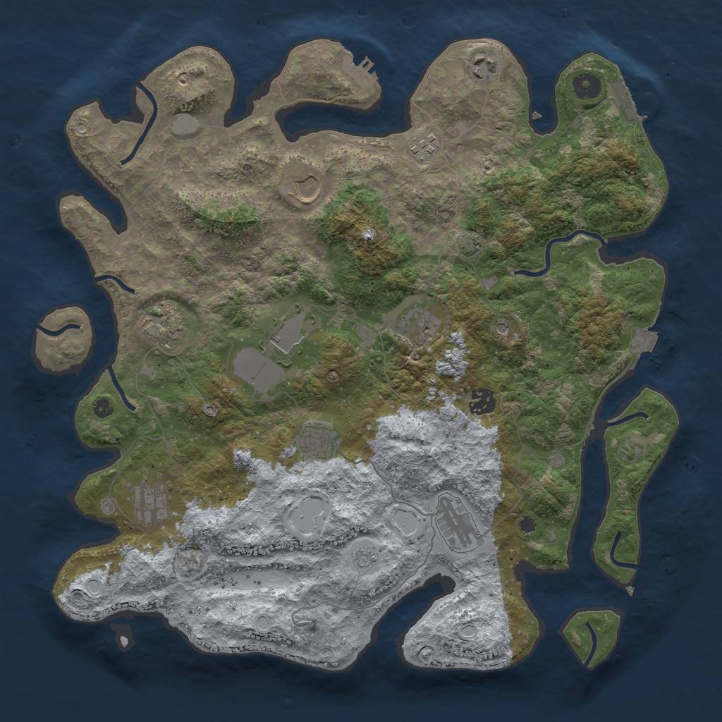 Rust Map: Procedural Map, Size: 3950, Seed: 14121088, 18 Monuments