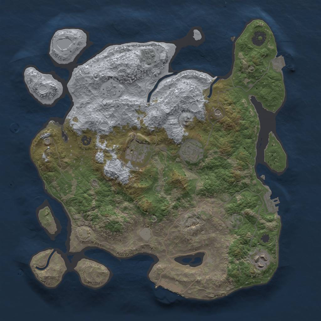 Rust Map: Procedural Map, Size: 3250, Seed: 1667350441, 12 Monuments