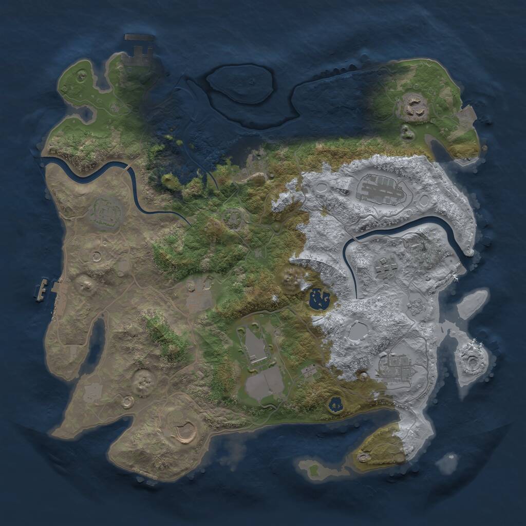Rust Map: Procedural Map, Size: 3650, Seed: 78881185, 16 Monuments