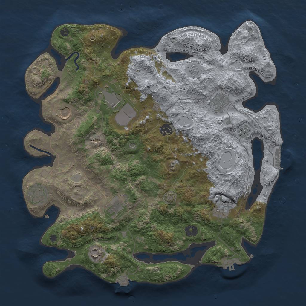 Rust Map: Procedural Map, Size: 3700, Seed: 1762, 17 Monuments