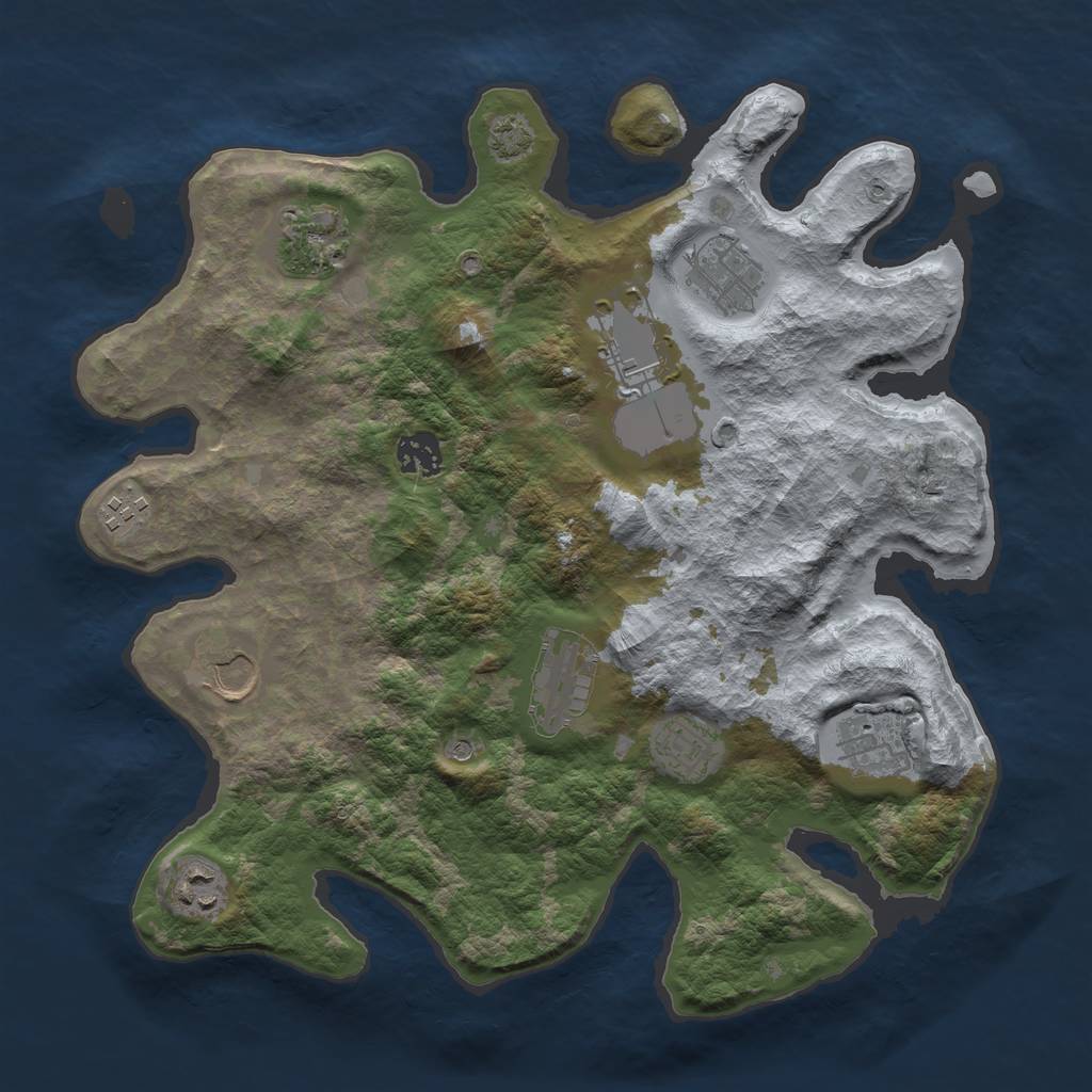 Rust Map: Barren, Size: 3500, Seed: 961480094, 14 Monuments