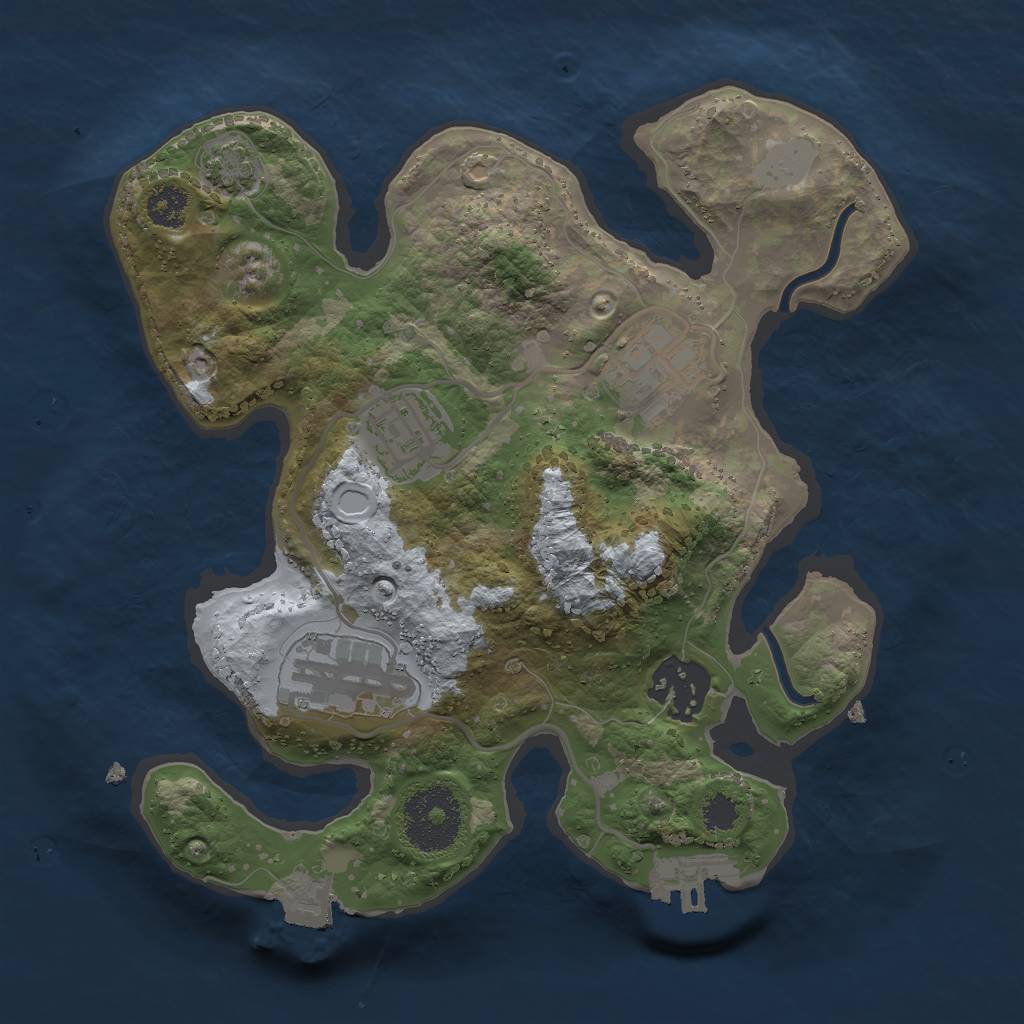 Rust Map: Procedural Map, Size: 2500, Seed: 1034653103, 9 Monuments