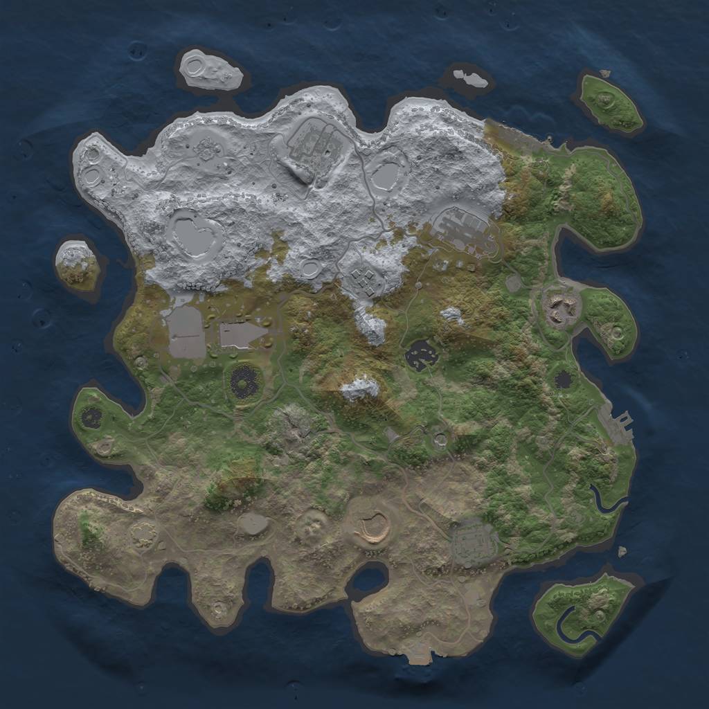 Rust Map: Procedural Map, Size: 3500, Seed: 104065013, 16 Monuments