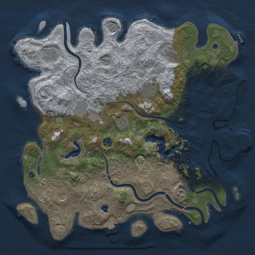 Rust Map: Procedural Map, Size: 4250, Seed: 1058666123, 16 Monuments
