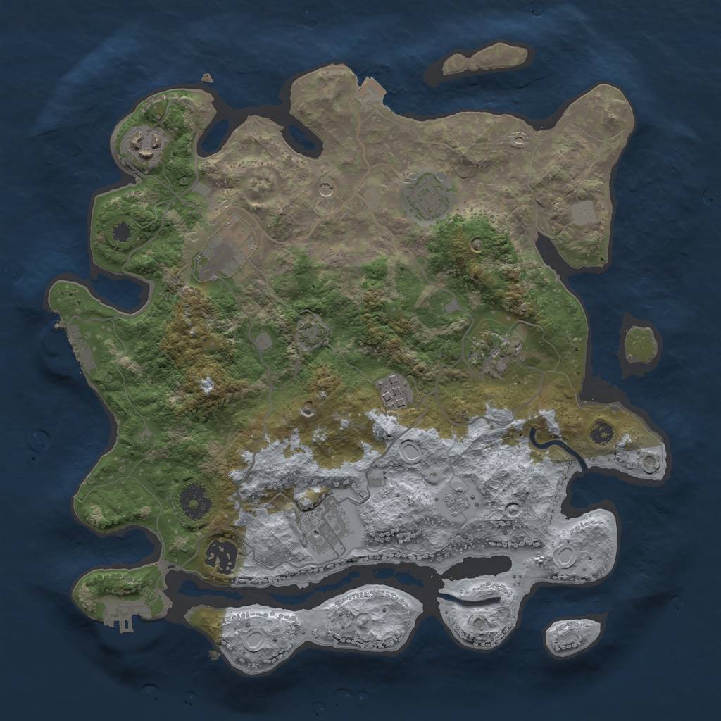 Rust Map: Procedural Map, Size: 3300, Seed: 1491362194, 15 Monuments