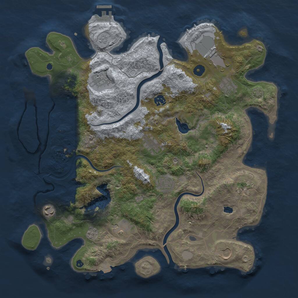 Rust Map: Procedural Map, Size: 4000, Seed: 775833772, 16 Monuments