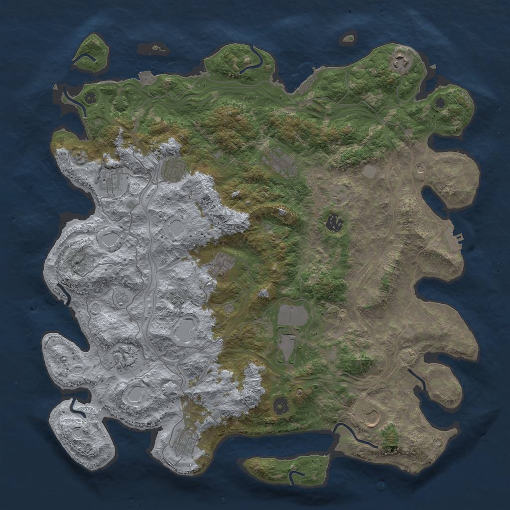 Rust Map: Procedural Map, Size: 4500, Seed: 145641, 19 Monuments