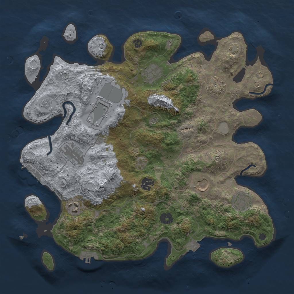 Rust Map: Procedural Map, Size: 3500, Seed: 1786556383, 16 Monuments