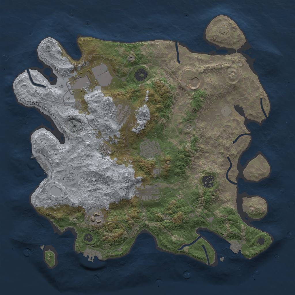 Rust Map: Procedural Map, Size: 3500, Seed: 1861601384, 16 Monuments
