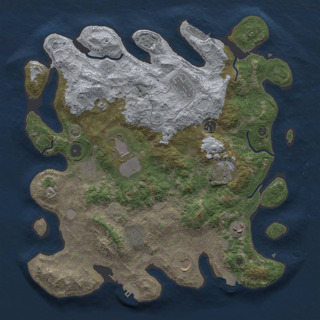 Rust Map: Procedural Map, Size: 3900, Seed: 22000021, 17 Monuments