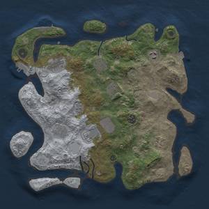 Thumbnail Rust Map: Procedural Map, Size: 3500, Seed: 1333064703, 17 Monuments