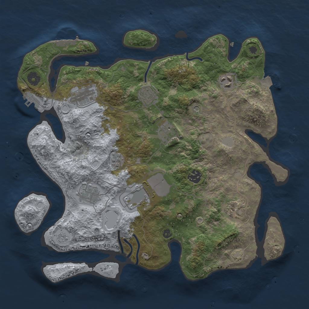 Rust Map: Procedural Map, Size: 3500, Seed: 1333064703, 17 Monuments