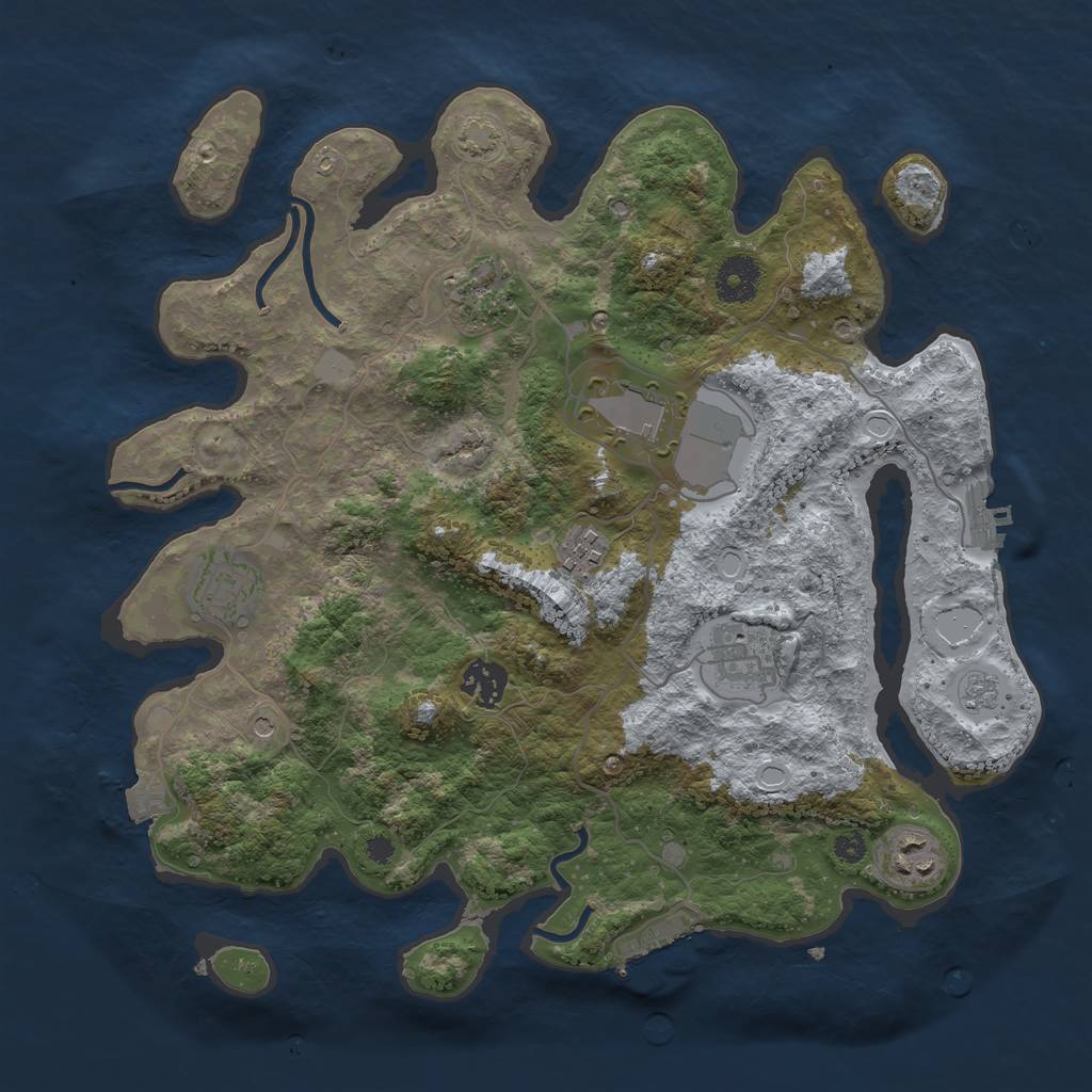 Rust Map: Procedural Map, Size: 3500, Seed: 652174501, 15 Monuments