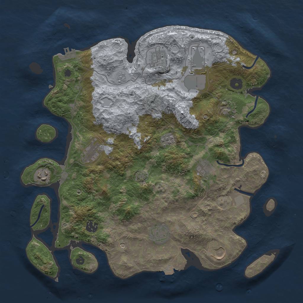 Rust Map: Procedural Map, Size: 3700, Seed: 17391719, 17 Monuments