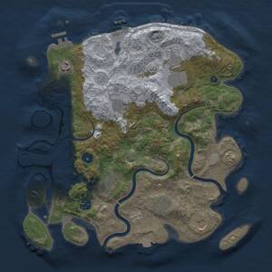 Thumbnail Rust Map: Procedural Map, Size: 3700, Seed: 17391719, 14 Monuments