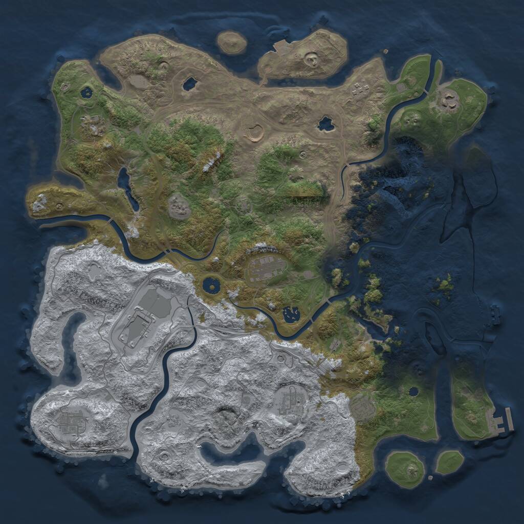 Rust Map: Procedural Map, Size: 4500, Seed: 100018811, 16 Monuments