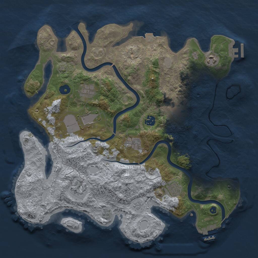 Rust Map: Procedural Map, Size: 3700, Seed: 496454941, 15 Monuments