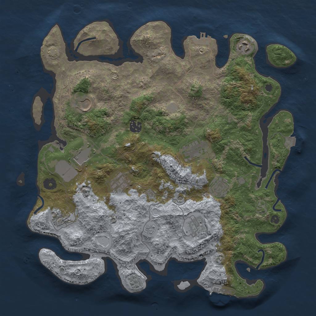 Rust Map: Procedural Map, Size: 3750, Seed: 11111111, 18 Monuments