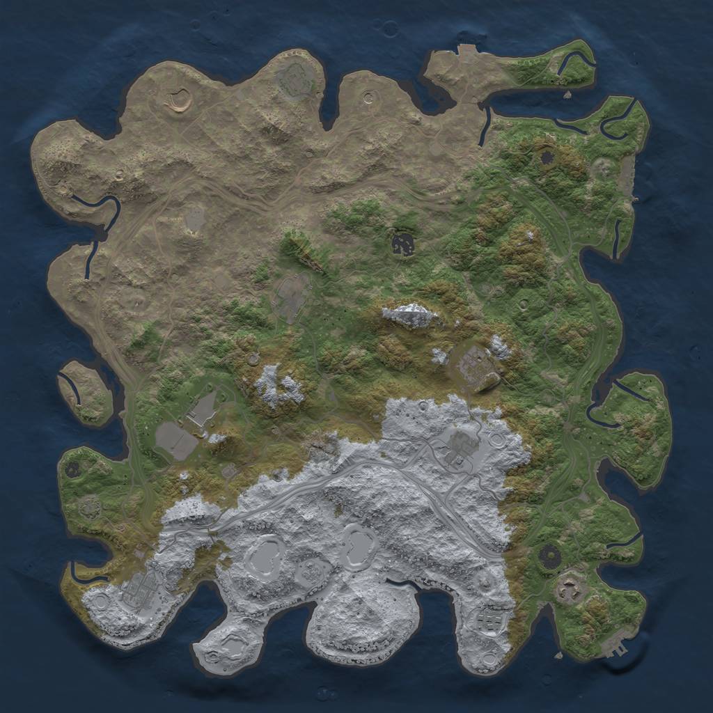 Rust Map: Procedural Map, Size: 4543, Seed: 1000000, 18 Monuments