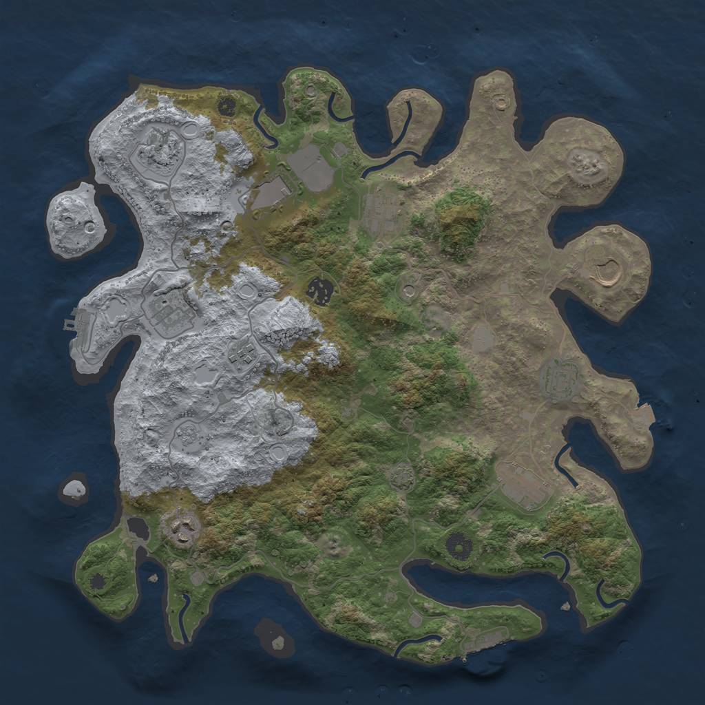 Rust Map: Procedural Map, Size: 3900, Seed: 383, 18 Monuments