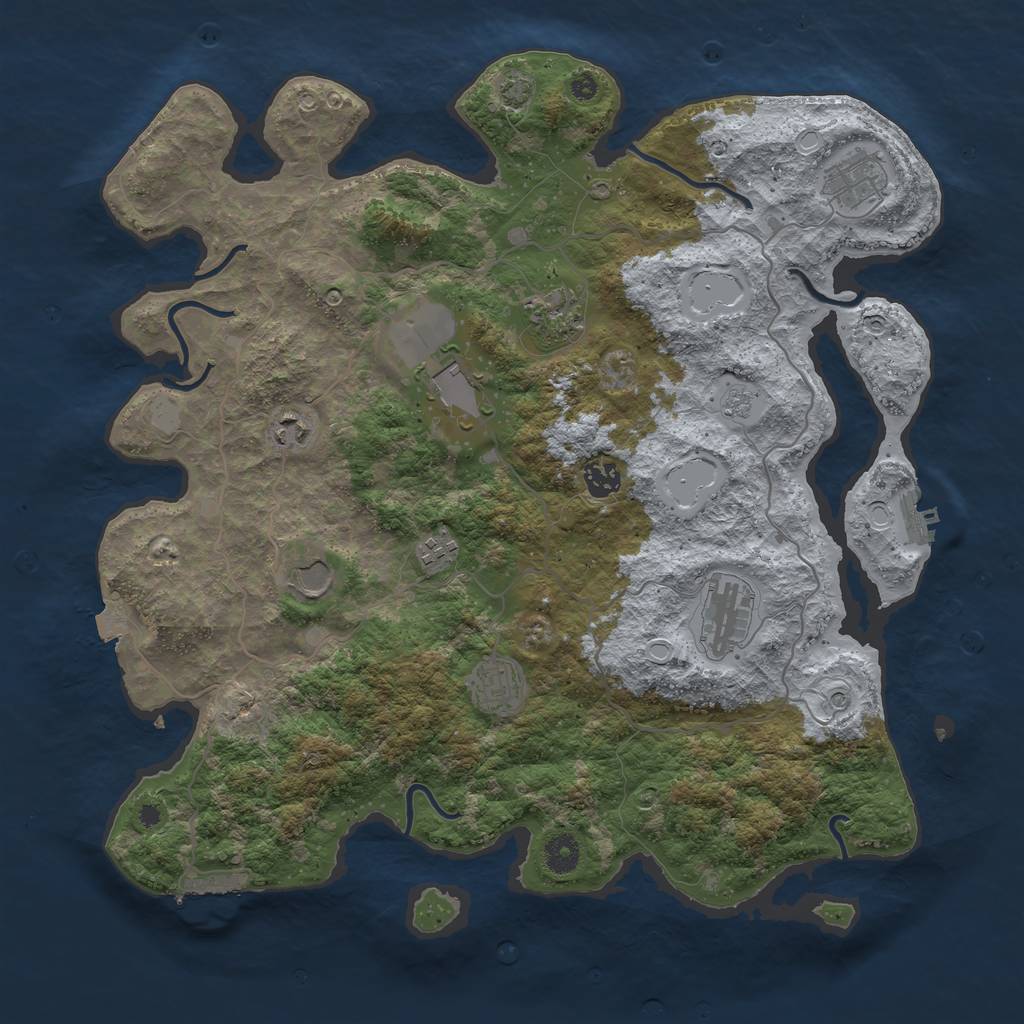Rust Map: Procedural Map, Size: 4100, Seed: 40047610, 17 Monuments