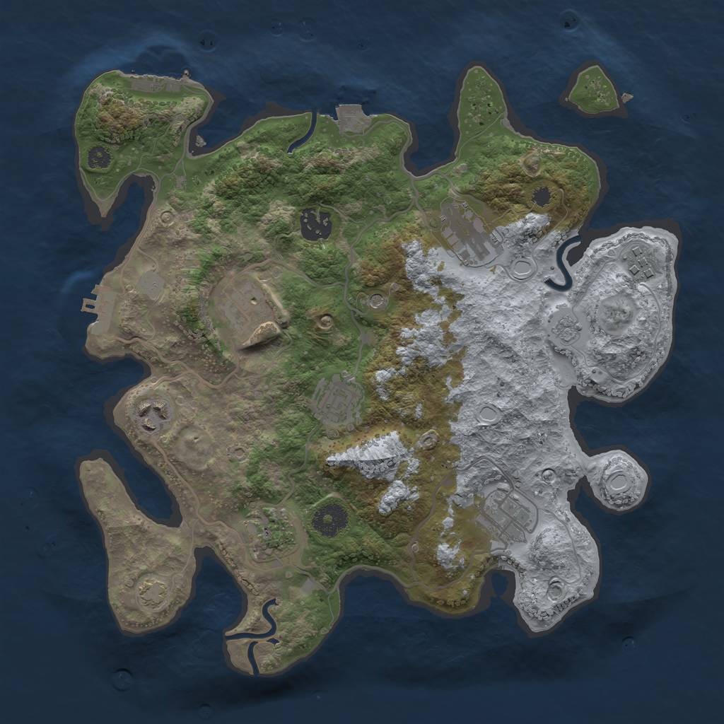 Rust Map: Procedural Map, Size: 3250, Seed: 1645256369, 16 Monuments