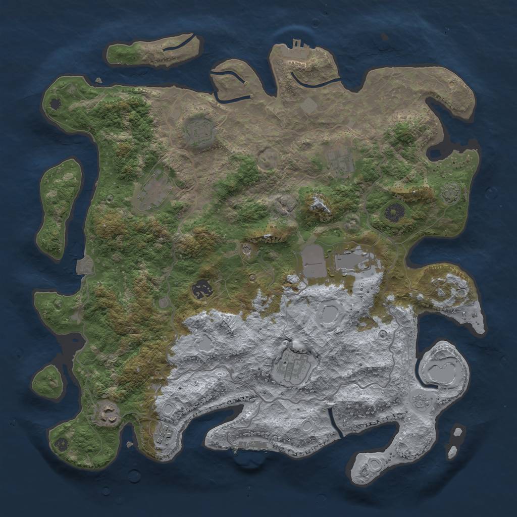 Rust Map: Procedural Map, Size: 4000, Seed: 2116666, 16 Monuments
