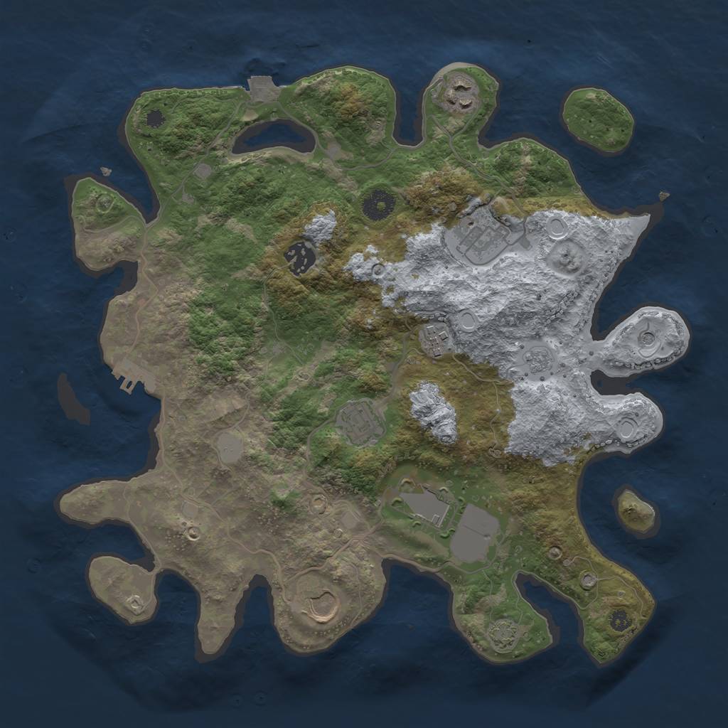 Rust Map: Procedural Map, Size: 3500, Seed: 869657152, 14 Monuments