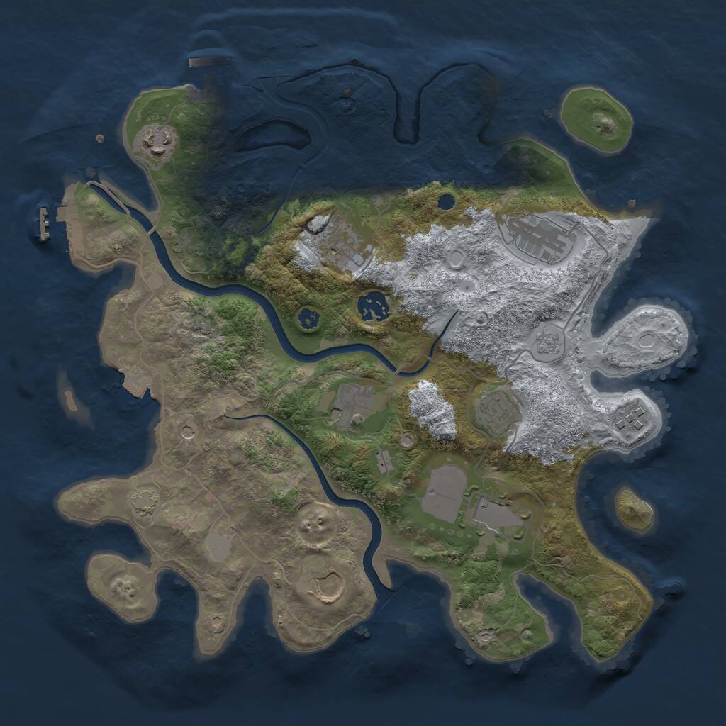 Rust Map: Procedural Map, Size: 3500, Seed: 869657152, 15 Monuments