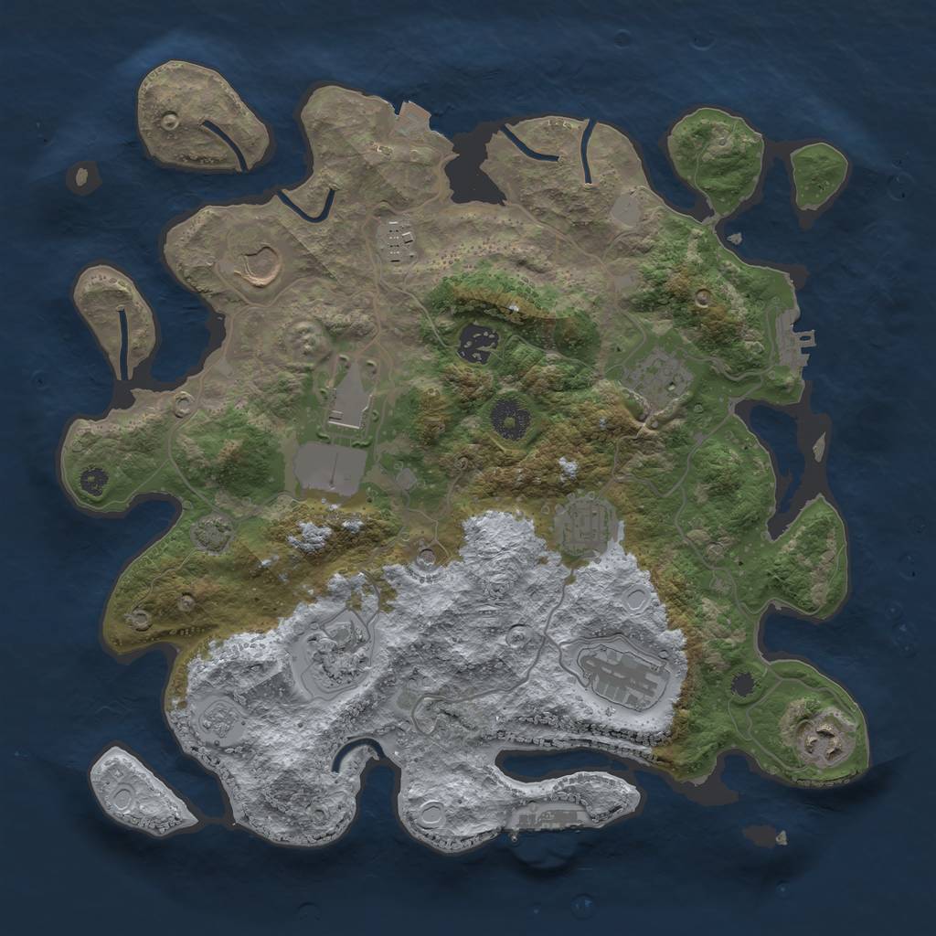 Rust Map: Procedural Map, Size: 3500, Seed: 712484535, 17 Monuments