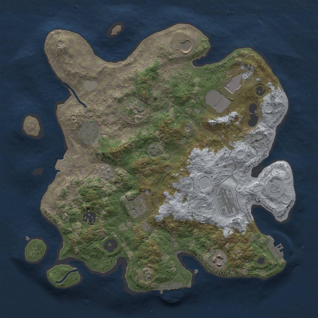 Rust Map: Procedural Map, Size: 3500, Seed: 1104019193, 17 Monuments