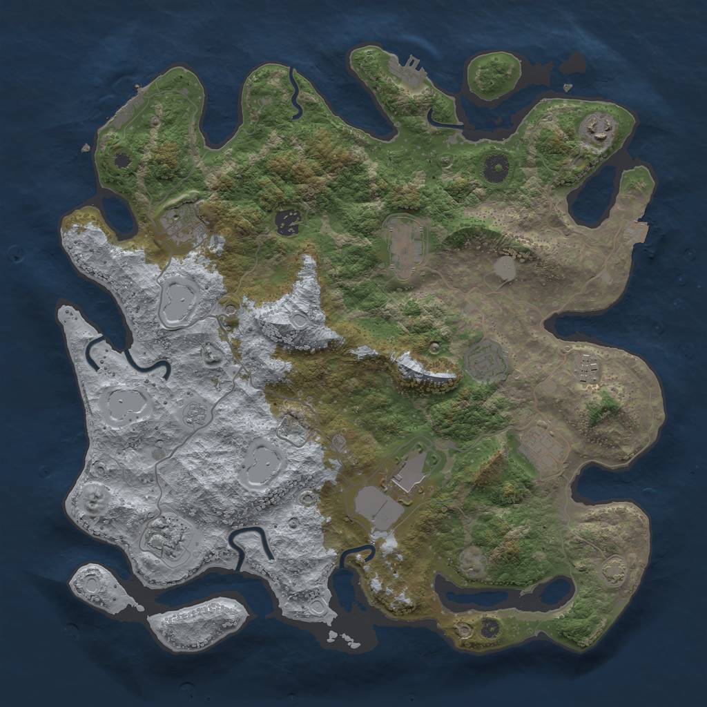 Rust Map: Procedural Map, Size: 3900, Seed: 73265, 17 Monuments