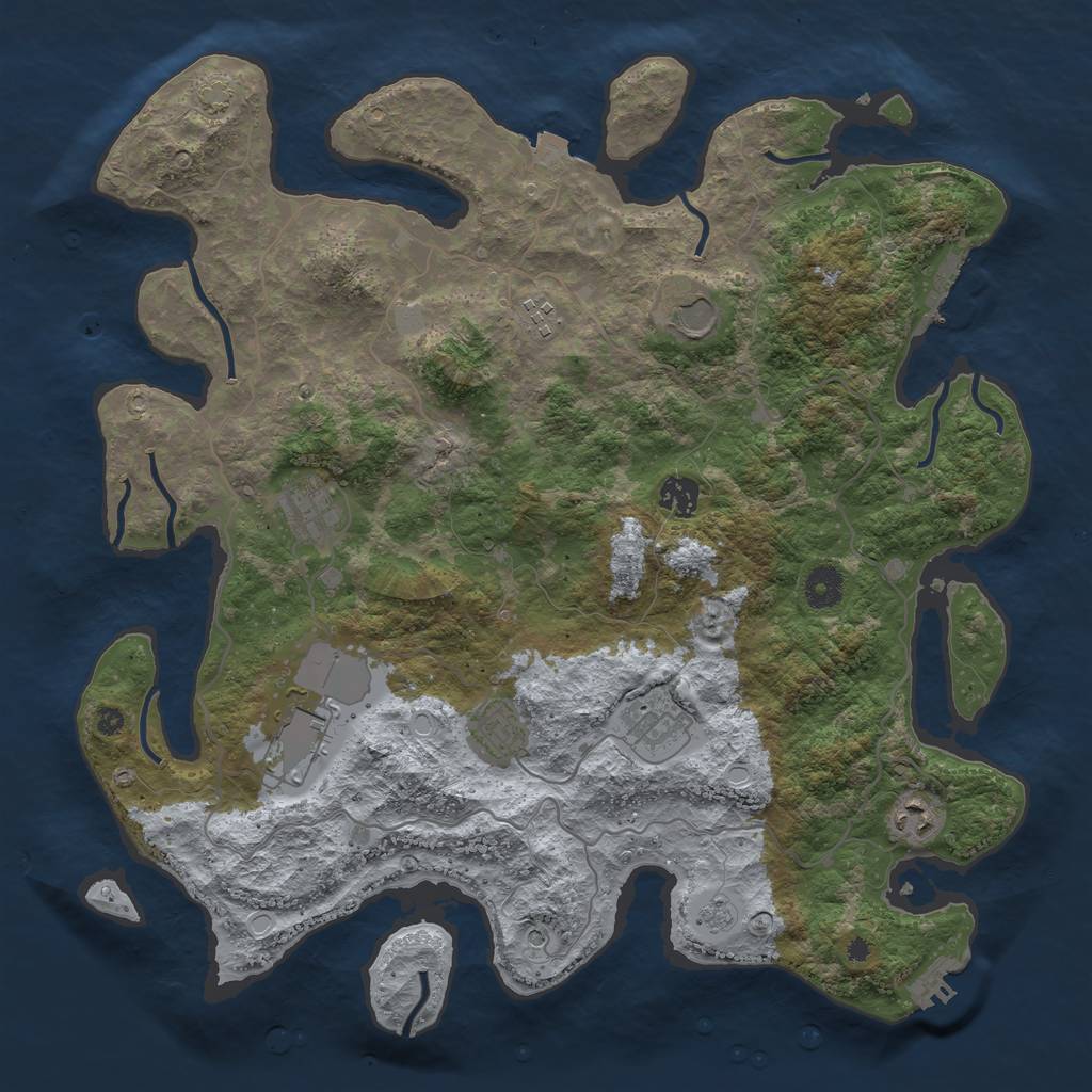 Rust Map: Procedural Map, Size: 4000, Seed: 89444478, 16 Monuments
