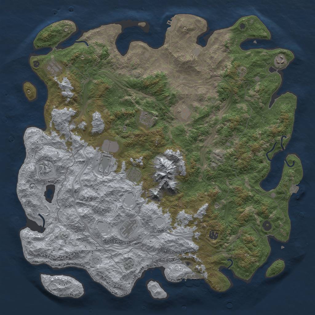 Rust Map: Procedural Map, Size: 5000, Seed: 34654, 18 Monuments
