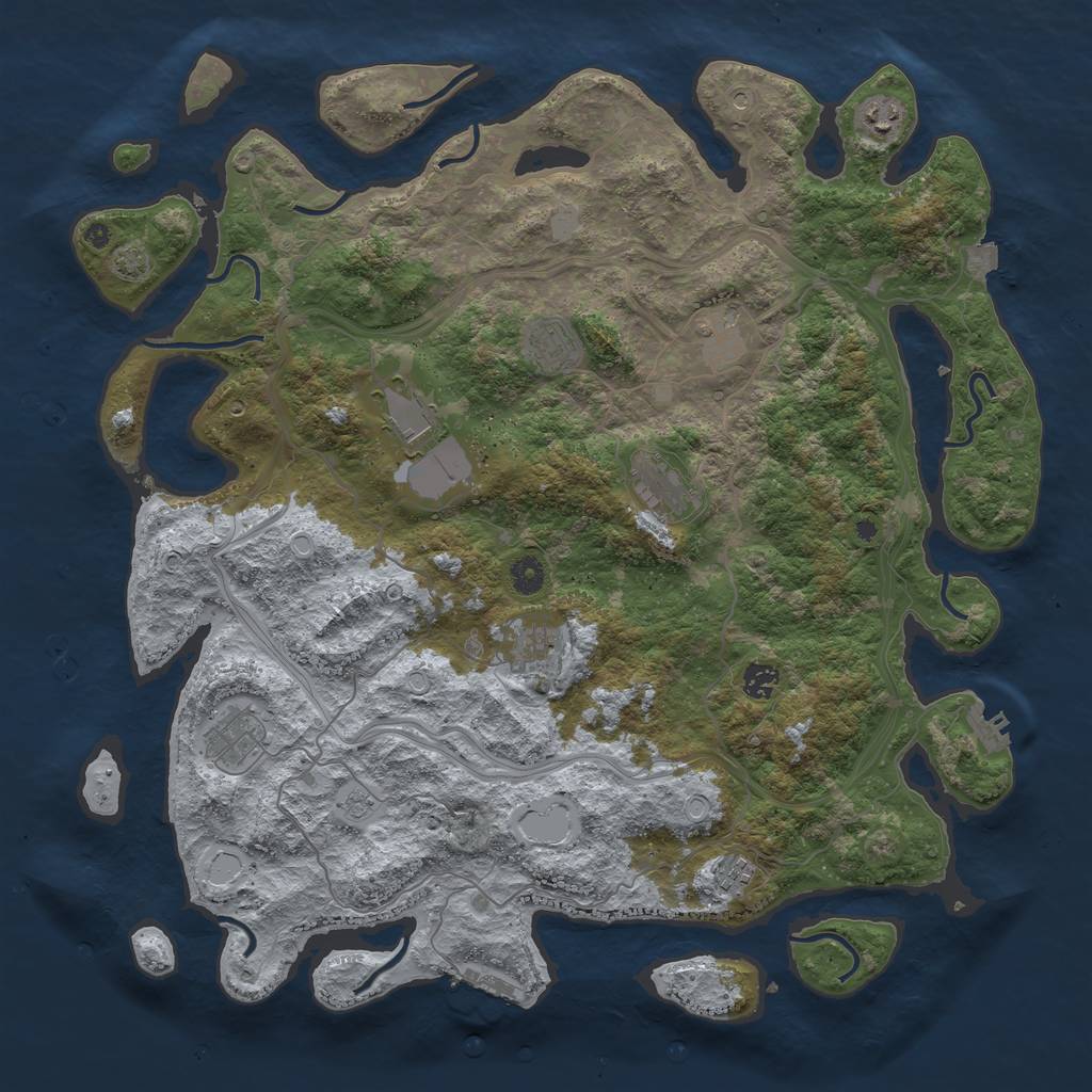 Rust Map: Procedural Map, Size: 4500, Seed: 1246857615, 17 Monuments
