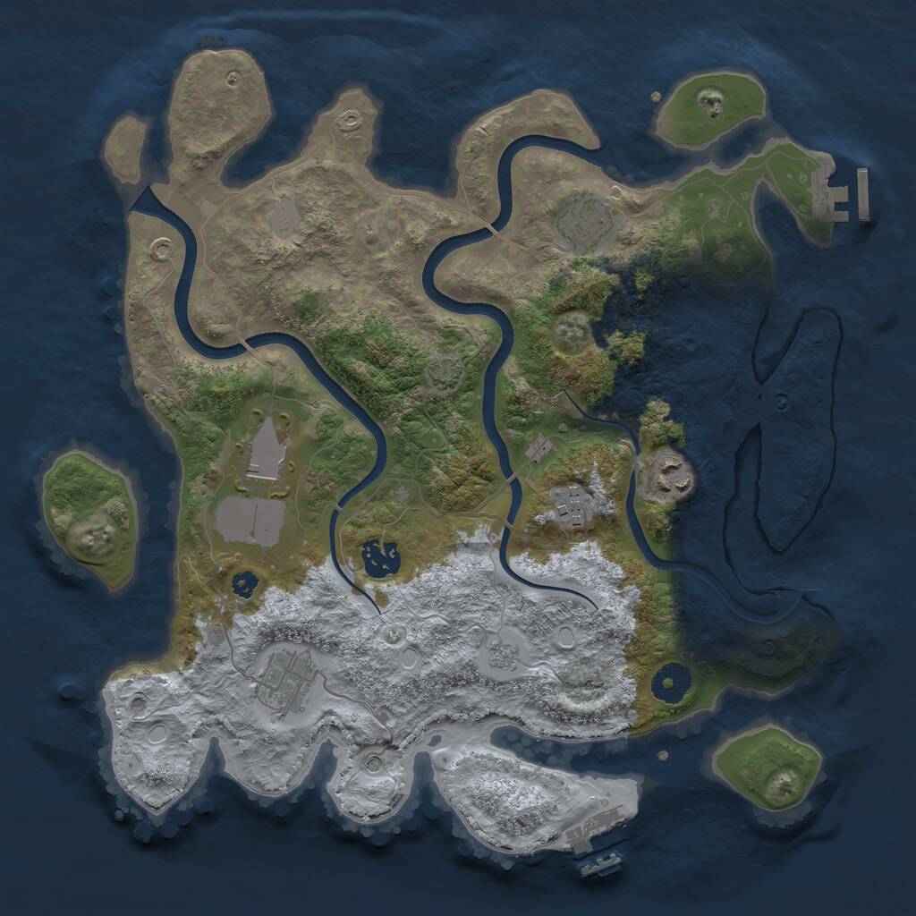 Rust Map: Procedural Map, Size: 3500, Seed: 335787526, 12 Monuments