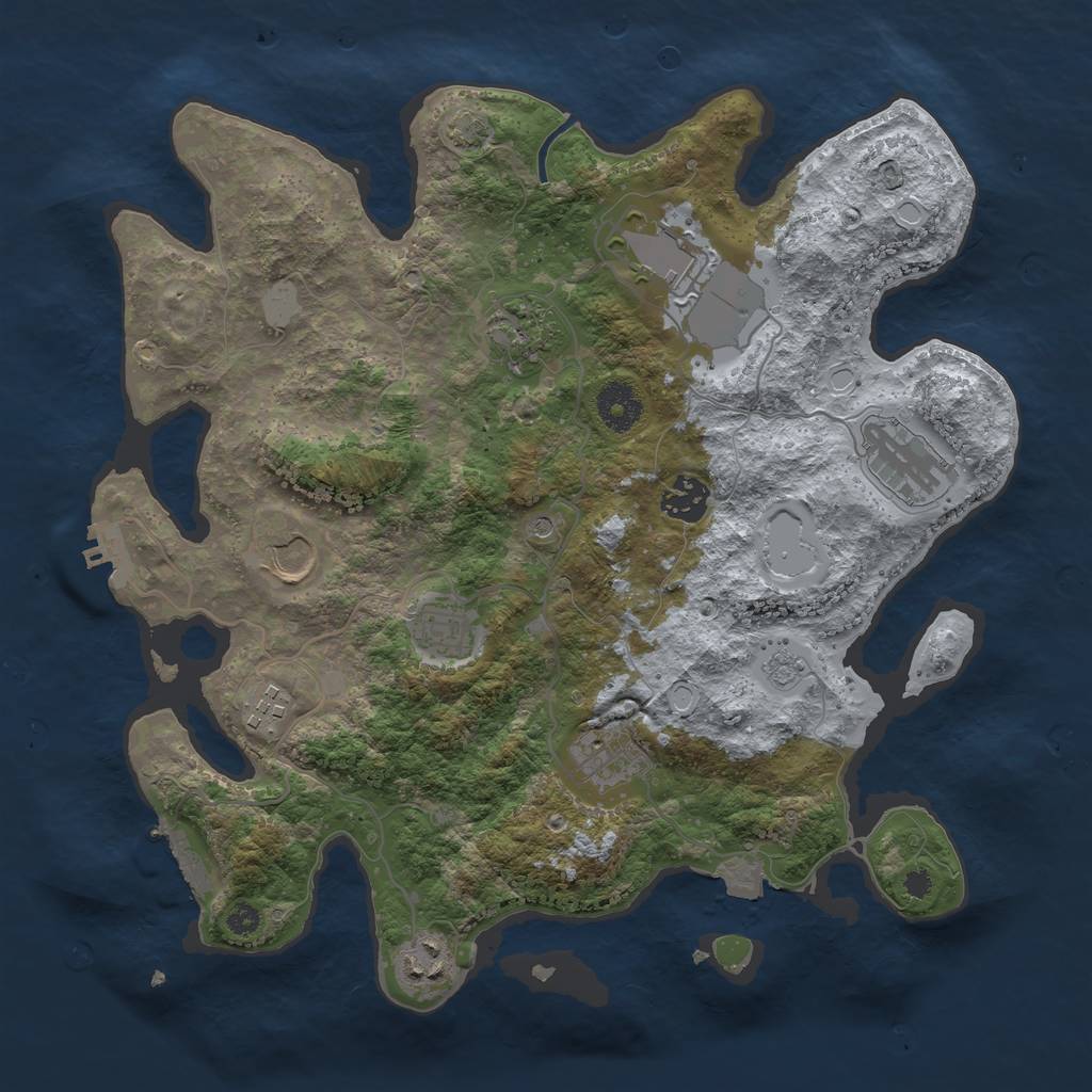 Rust Map: Procedural Map, Size: 3500, Seed: 1326794088, 17 Monuments