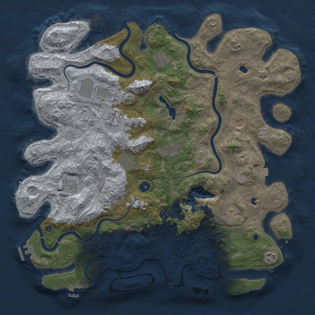 Rust Map: Procedural Map, Size: 4500, Seed: 189725161, 17 Monuments