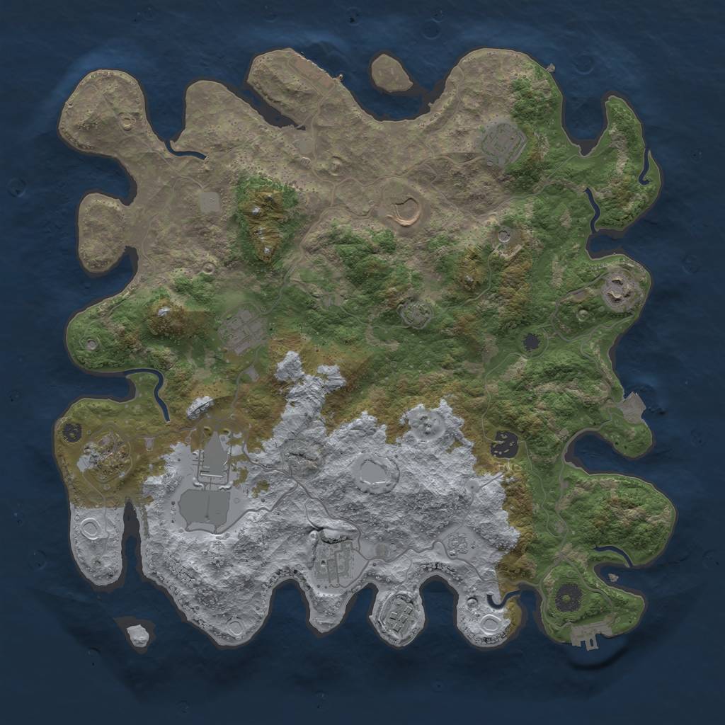 Rust Map: Procedural Map, Size: 3850, Seed: 68617510, 17 Monuments