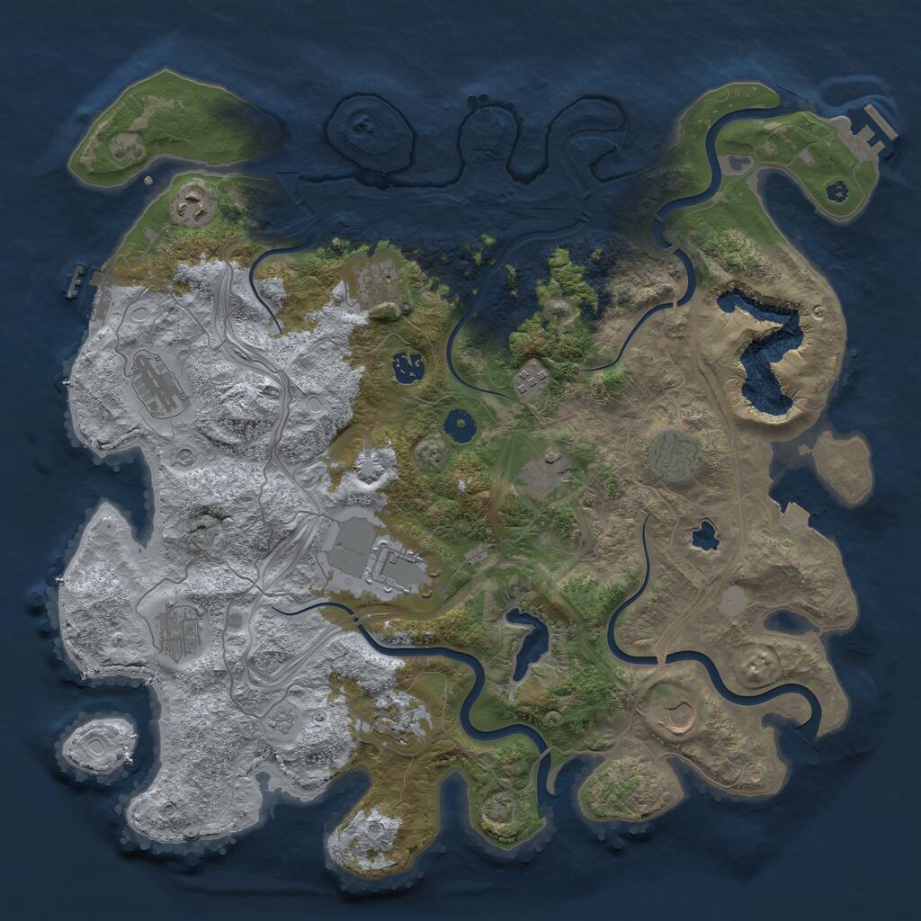 Rust Map: Procedural Map, Size: 4300, Seed: 51212296, 17 Monuments