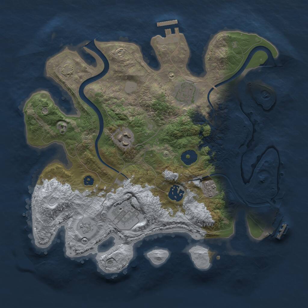 Rust Map: Procedural Map, Size: 3000, Seed: 1137842929, 10 Monuments