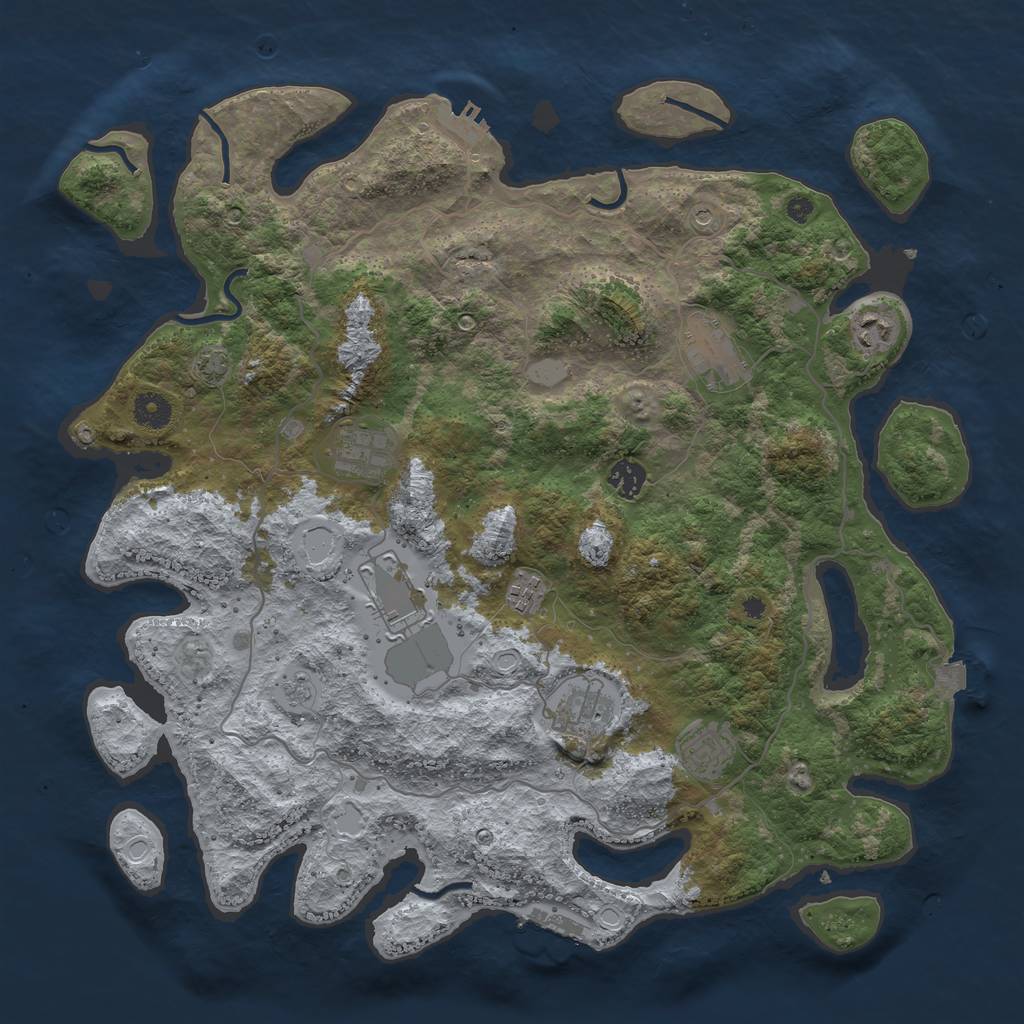 Rust Map: Procedural Map, Size: 4096, Seed: 1080833703, 16 Monuments